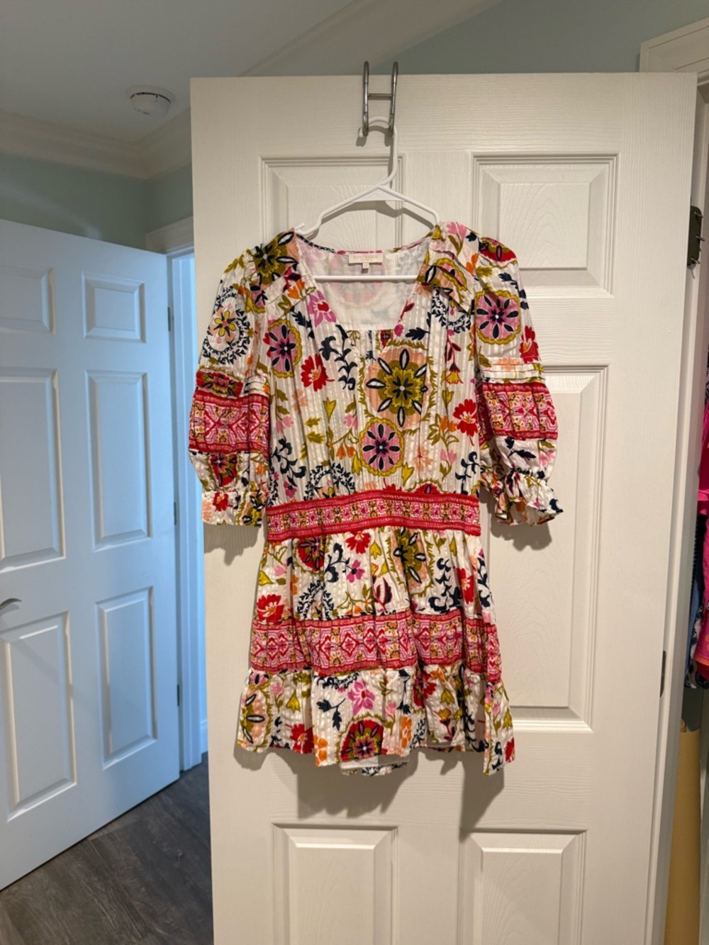 Ramy Brook dress with red and Gold Accents